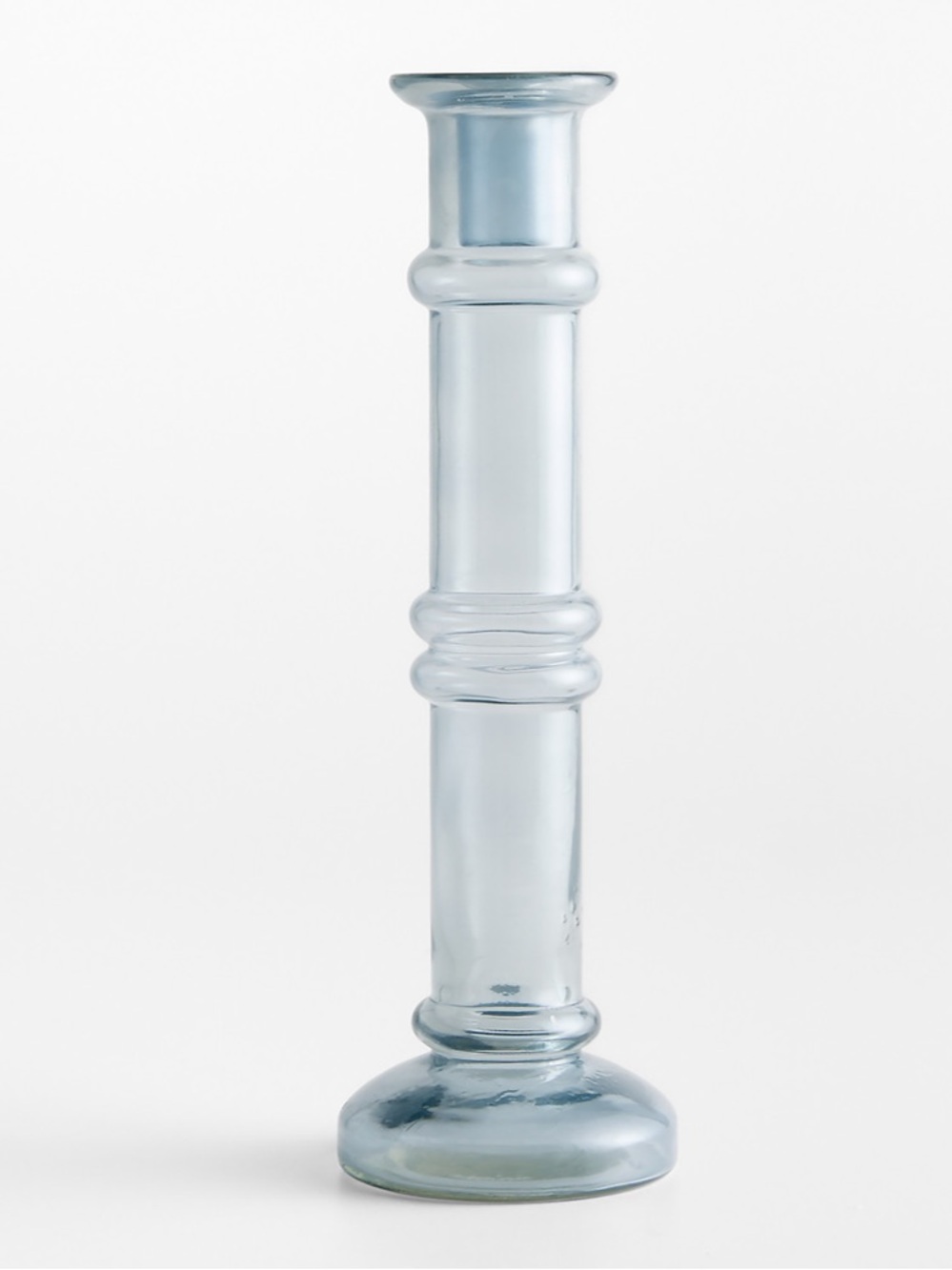 New! Crate&Barrel Pale Blue Glass Taper Candle Holder 12”